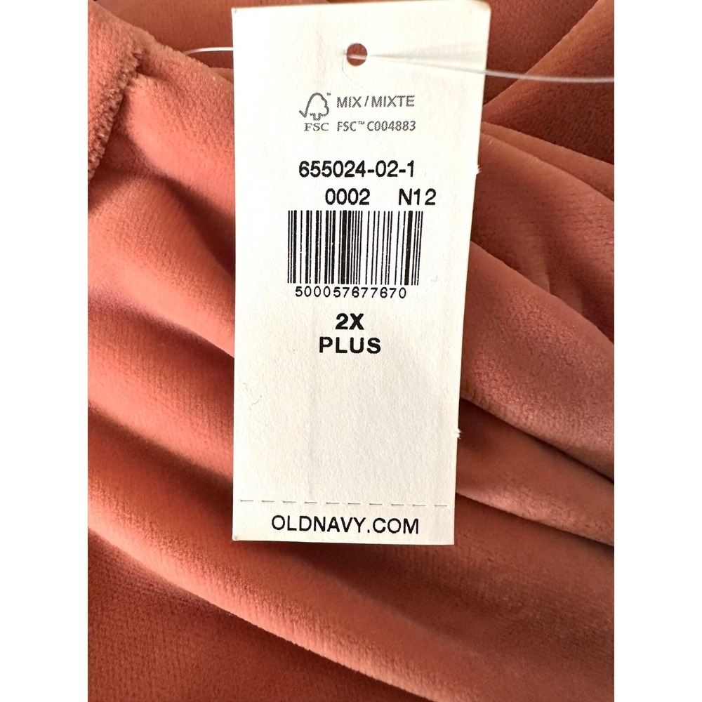 Old Navy Velvet Top A-Line Short Sleeve Shirred Dusty Rose Plus Size 2X NWT - Picture 5 of 10